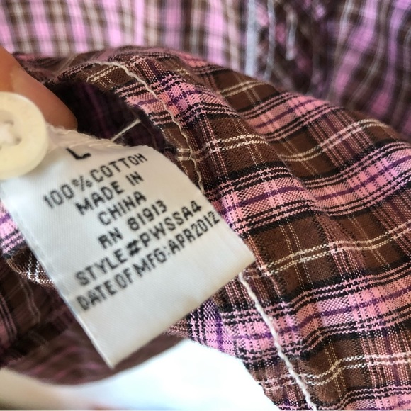 PAPER DENIM AND CLOTH Women’s Plaid Button Down Shirt Short Sleeve Cotton Size L - Picture 8 of 9